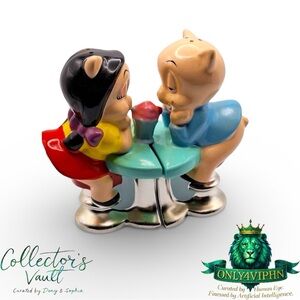 Porky Pig & Petunia Malt Salt & Pepper Shakers VTG
Warner Bros Disney New Rare